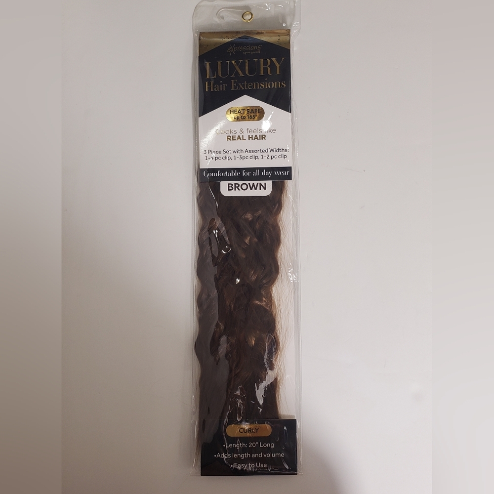 New Brown Curly 20” Luxury Clip In Hair Extensions Expressions